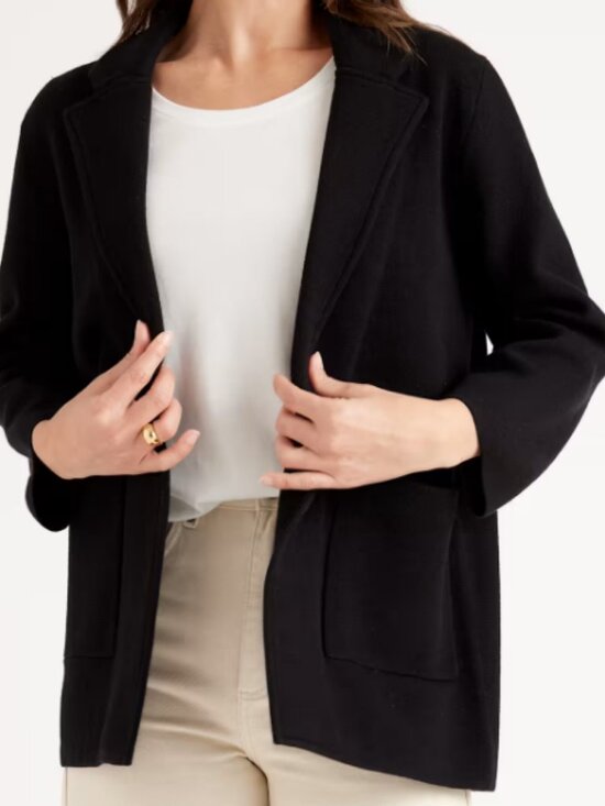 Quince Jackets & Blazers - Quince 100% Organic Cotton Knit Blazer Black S NWT